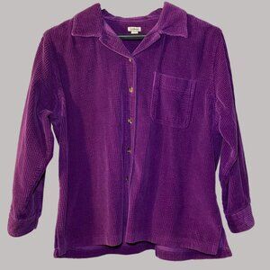 Vintage Purple Corduroy Button Shirt Shacket Medium Cottagecore Casual Comfort